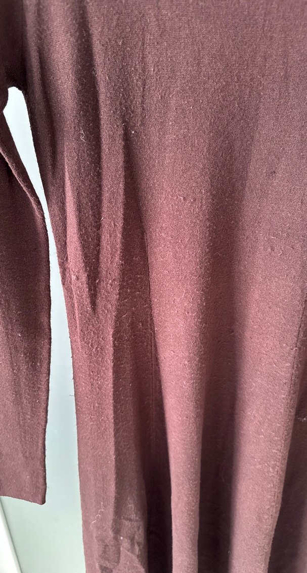 Kahverengi Yünlü Yüksek Yakalı Triko Elbise - Görsel 5