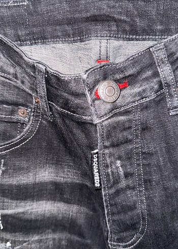 Siyah renk batik desenli Erkek Kot Pantolon - Görsel 2