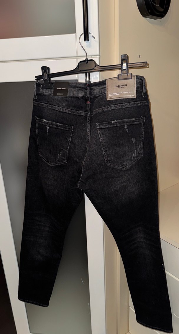 Siyah renk batik desenli Erkek Kot Pantolon - Görsel 3