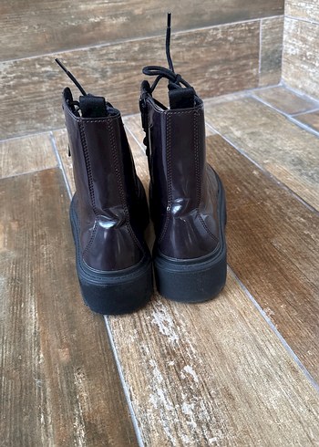 Kahverengi Deri Goth Platform Topuklu Kadın Bot - Görsel 3