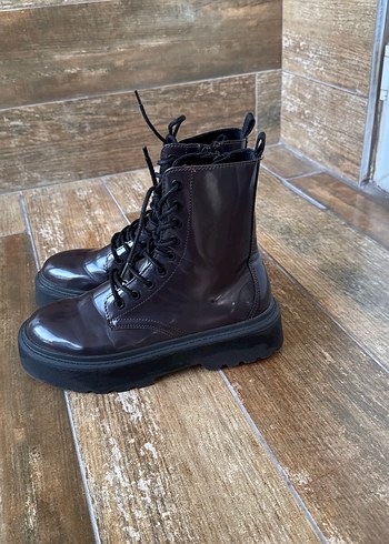 Kahverengi Deri Goth Platform Topuklu Kadın Bot - Görsel 4