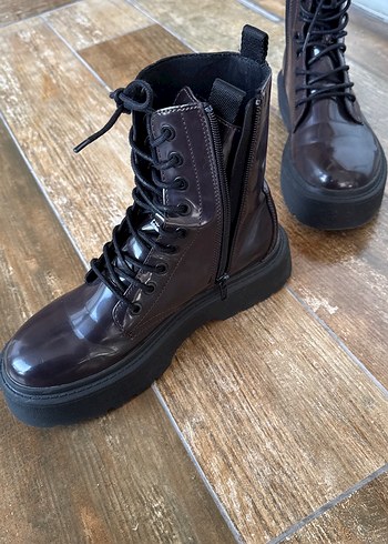 Kahverengi Deri Goth Platform Topuklu Kadın Bot - Görsel 7