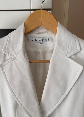 Diğer Kadın Beyaz Klasik Kesim Keten Blazer Ceket
