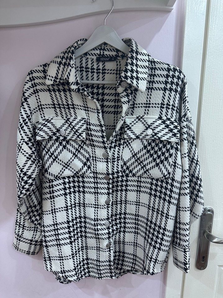 Düğmeli Uzun Kollu Ekose Gömlek - Görsel 2