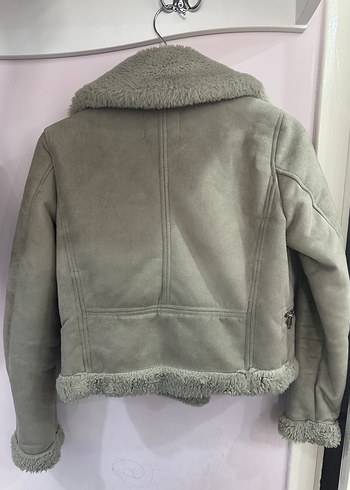Gri Süet Kadın Ceket, Kürklü, Sokak Stili - Görsel 6