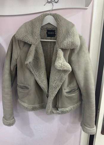 Gri Süet Kadın Ceket, Kürklü, Sokak Stili - Görsel 2