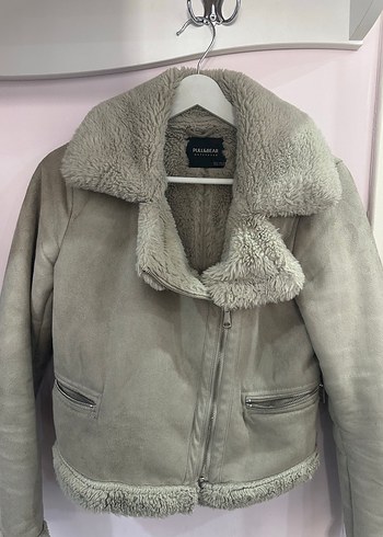 Gri Süet Kadın Ceket, Kürklü, Sokak Stili - Görsel 5