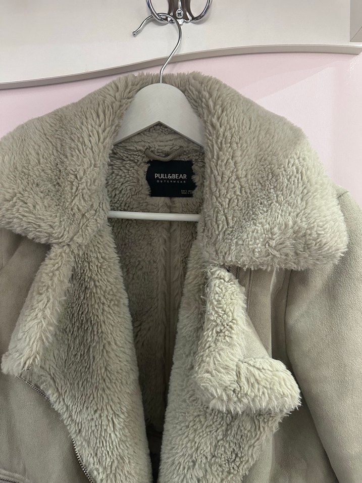 Gri Süet Kadın Ceket, Kürklü, Sokak Stili - Görsel 3