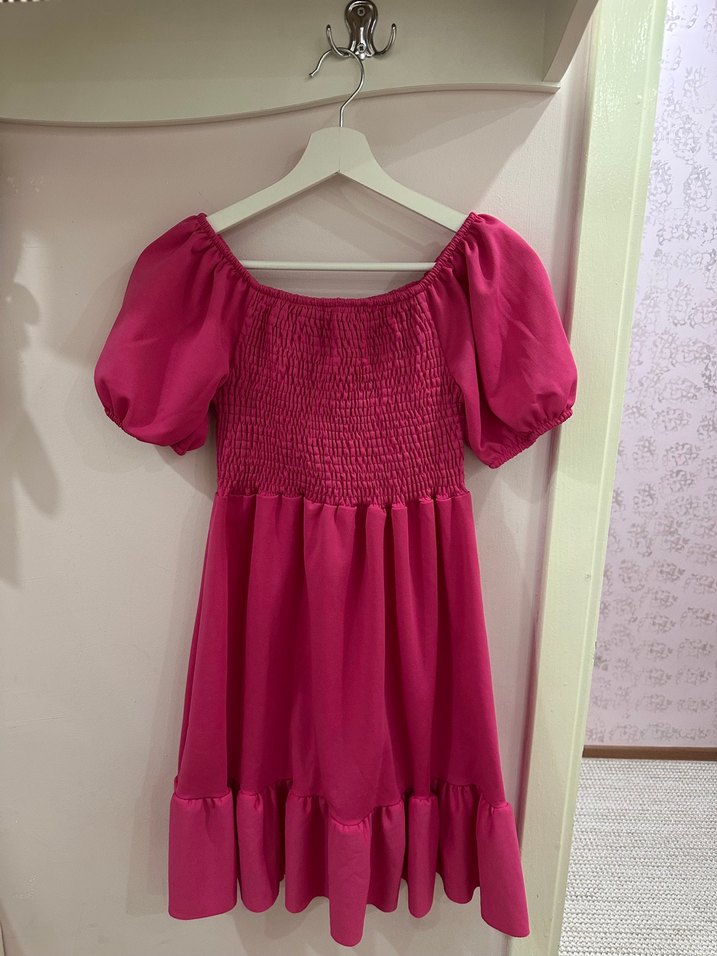 Pembe Mini Fırfırlı Bohem Elbise - Görsel 2