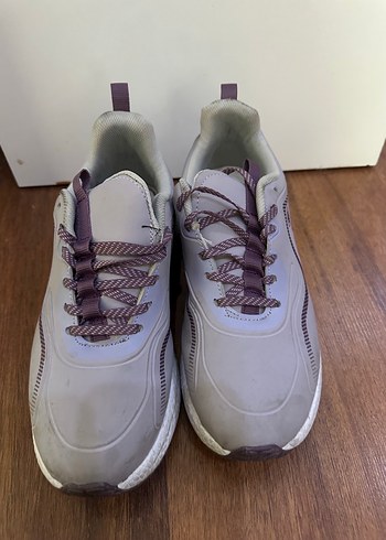 Bej Gri Bağcıklı Kadın Spor Ayakkabı - Görsel 4