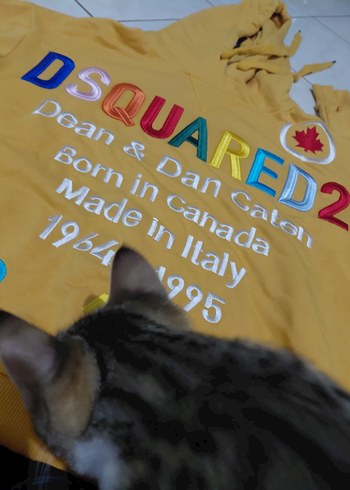 DSquared2 Sarı Baskılı DSQUARED2 Sweatshirt ve Siyah Eşofman