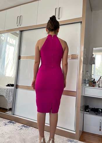 Trendyol & Milla Pembe Drapeli Midi Kalem Elbise