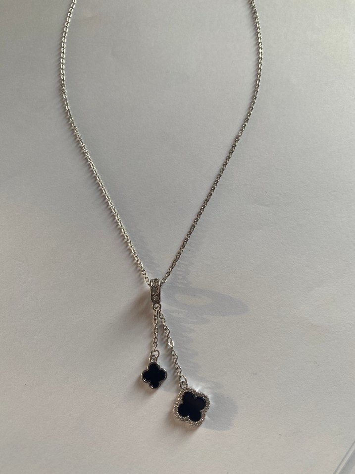 Zincir Detaylı Siyah Minimalist Kolye - Görsel 2