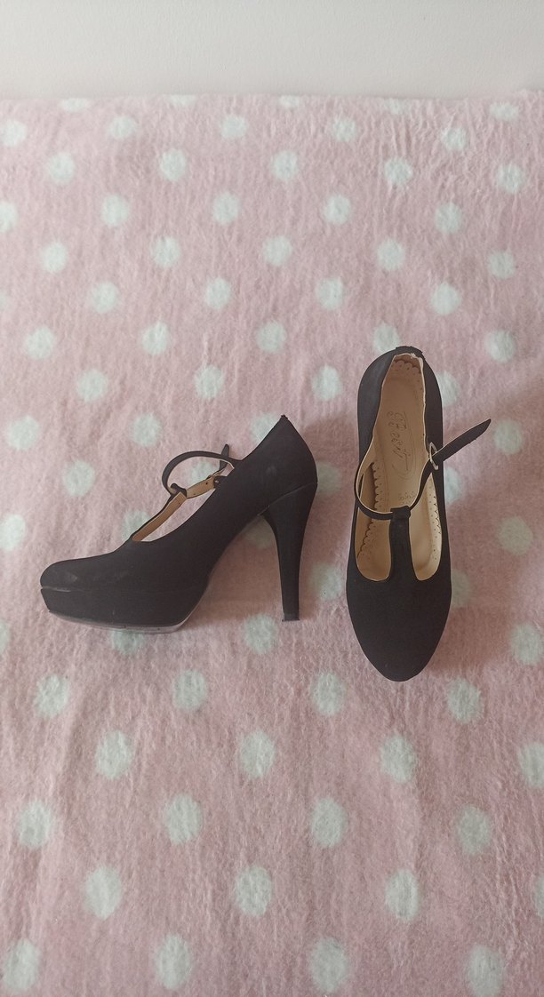 Siyah Tokalı Stiletto Platform Topuklu Kadın Ayakkabı - Görsel 2