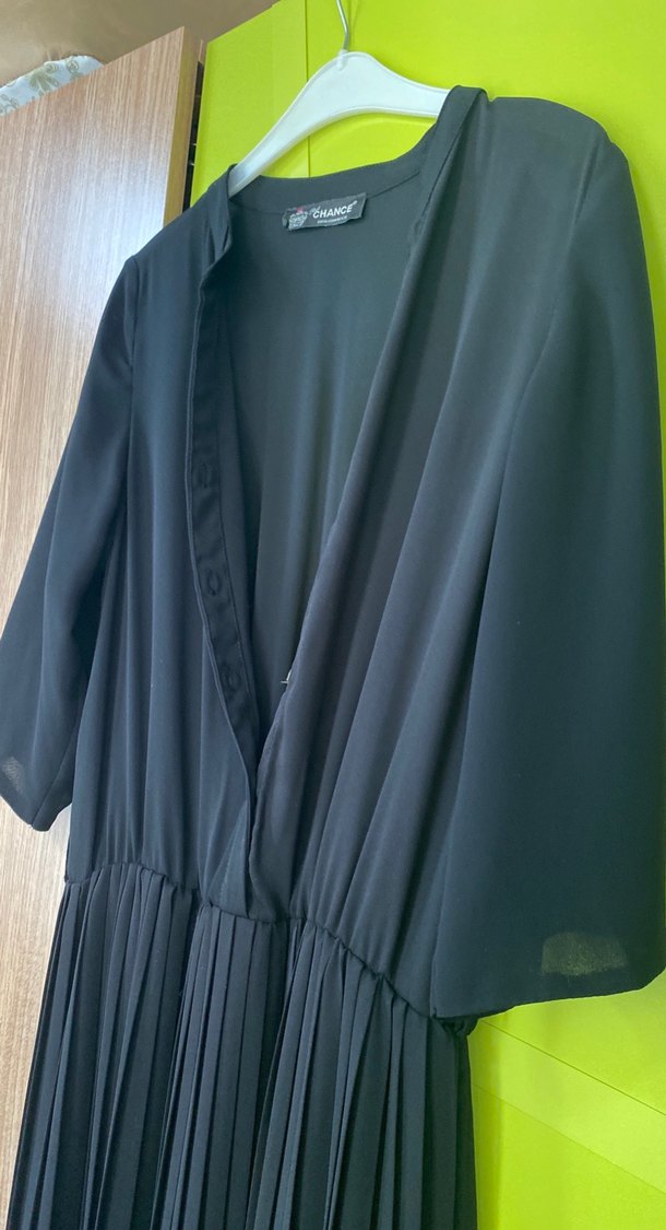 Kadın Siyah Pilili Uzun Elbise - Görsel 4