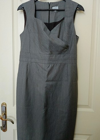 Beymen V Yakalı Gri Keten Midi Elbise - Görsel 5