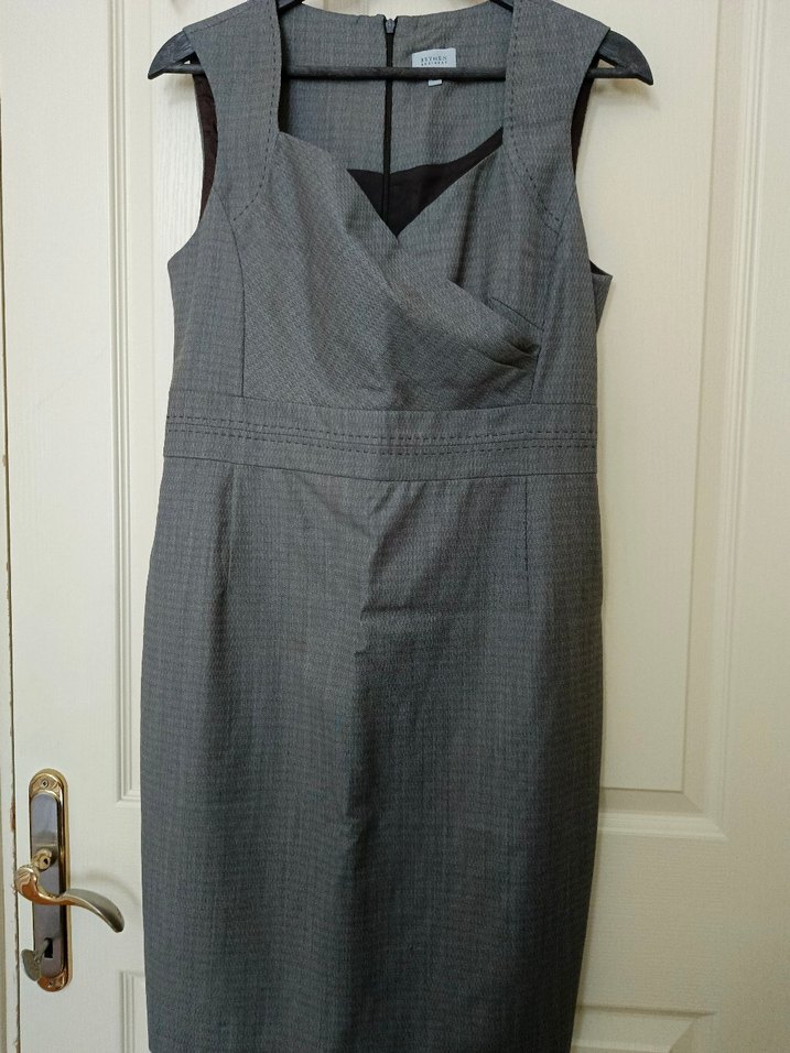 Beymen V Yakalı Gri Keten Midi Elbise - Görsel 5