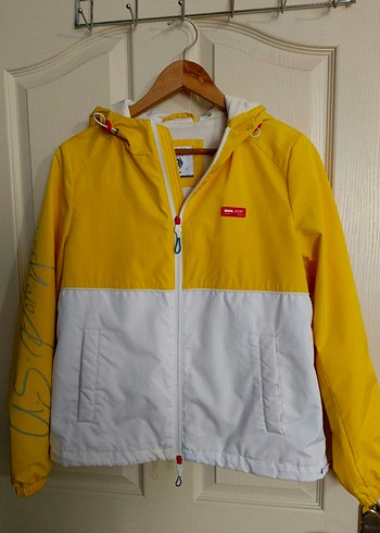 Sarı-Beyaz Fermuarlı Kadın Ceket - Görsel 5