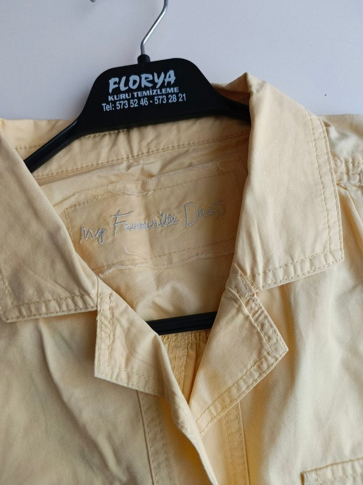 Açık Sarı Kısa Kollu Gömlek Tunik / Elbise - Görsel 2