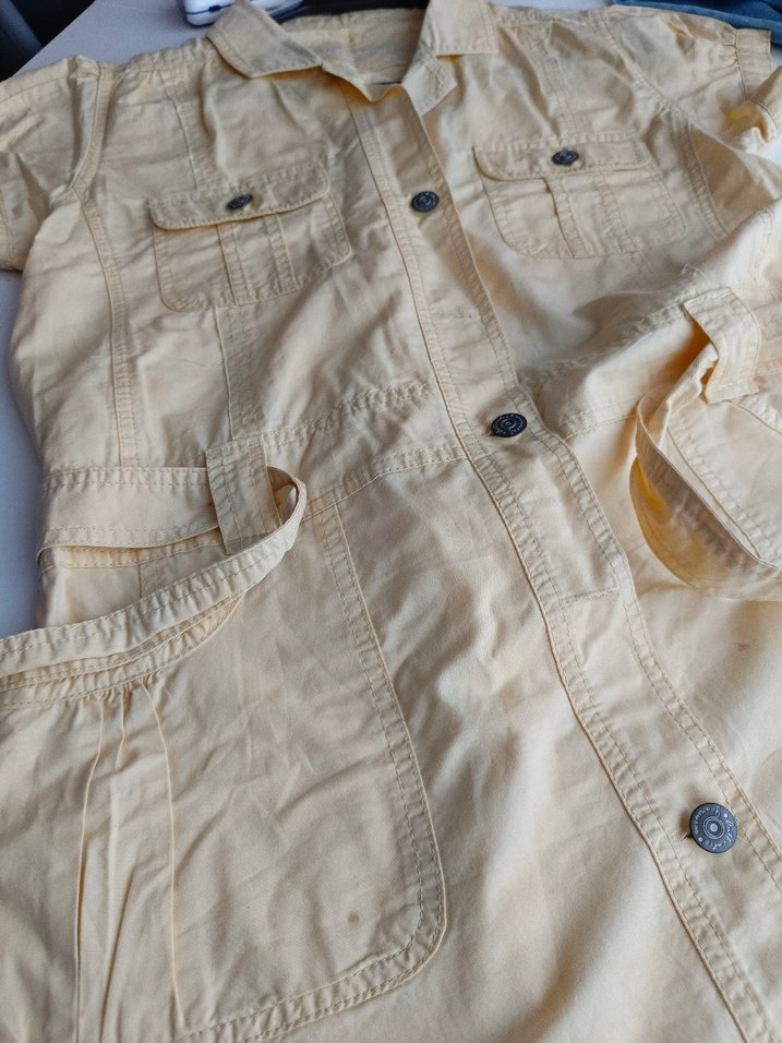 Açık Sarı Kısa Kollu Gömlek Tunik / Elbise - Görsel 4