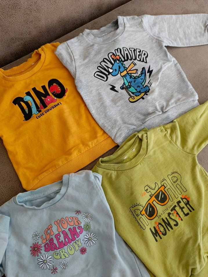 Erkek/Kız Bebek Renkli Baskılı Kısa Kollu Tişörtler (4lü) - Görsel 4