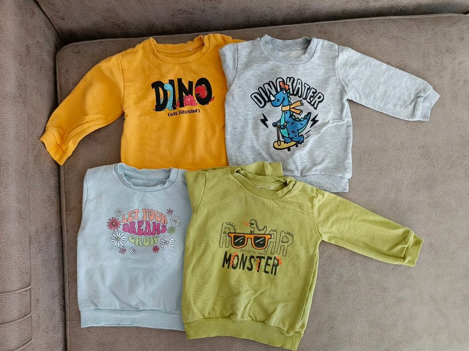 Erkek/Kız Bebek Renkli Baskılı Kısa Kollu Tişörtler (4lü) - Görsel 3