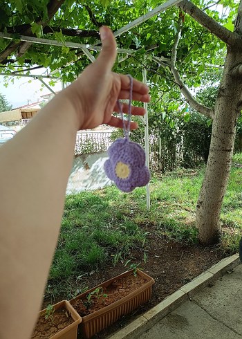 Mor Çiçek Desenli El Örgüsü Kulaklık Kılıfı - Görsel 8