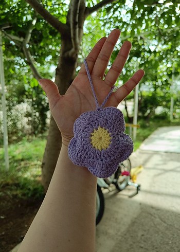 Mor Çiçek Desenli El Örgüsü Kulaklık Kılıfı - Görsel 6