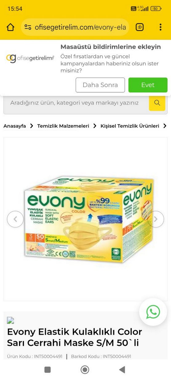 Evony Pastel Pembe Yumuşak Kulaklı Cerrahi Maske - Görsel 2