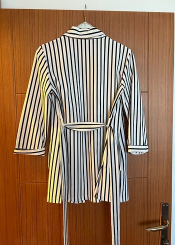 Çizgili Uzun Kadın Sabahlık - Görsel 4