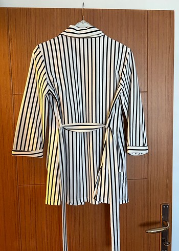 Çizgili Uzun Kadın Sabahlık - Görsel 5