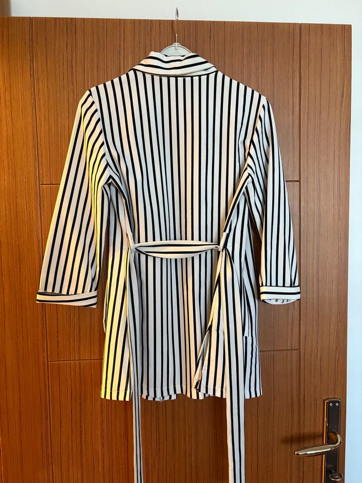 Çizgili Uzun Kadın Sabahlık - Görsel 4