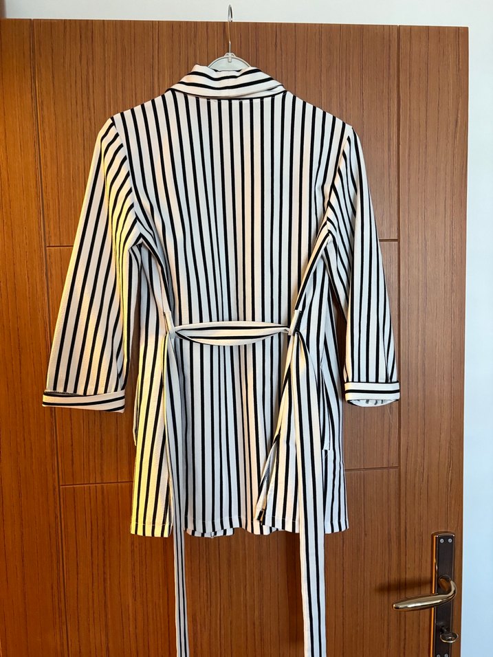 Çizgili Uzun Kadın Sabahlık - Görsel 5