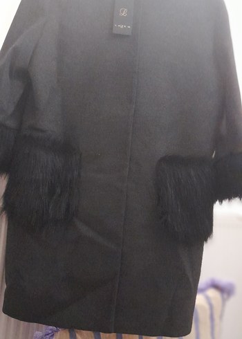 Diğer füme siyaha yakınKadın Midi Goth Kürklü Kaban