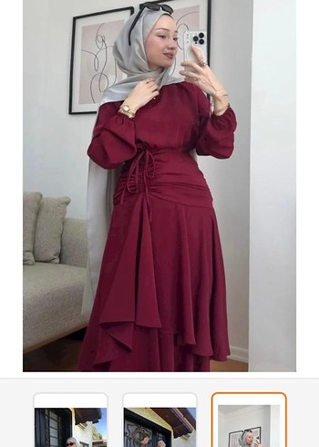 xl Beden Bordo Uzun Salaş Kadın Elbise