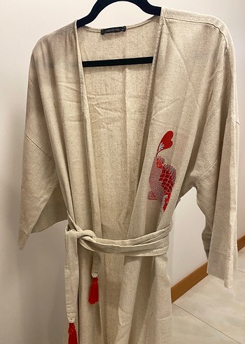 Nakışlı Uzun Kollu Bohem Kadın Kimono