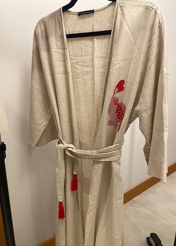 34 Beden Nakışlı Uzun Kollu Bohem Kadın Kimono