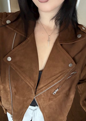 Kahverengi Kadın Hakiki Süet Deri Ceket - Görsel 3