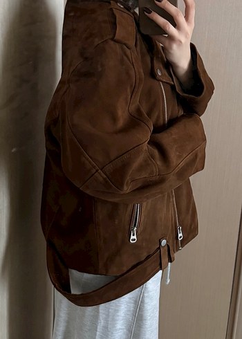 Kahverengi Kadın Hakiki Süet Deri Ceket - Görsel 2