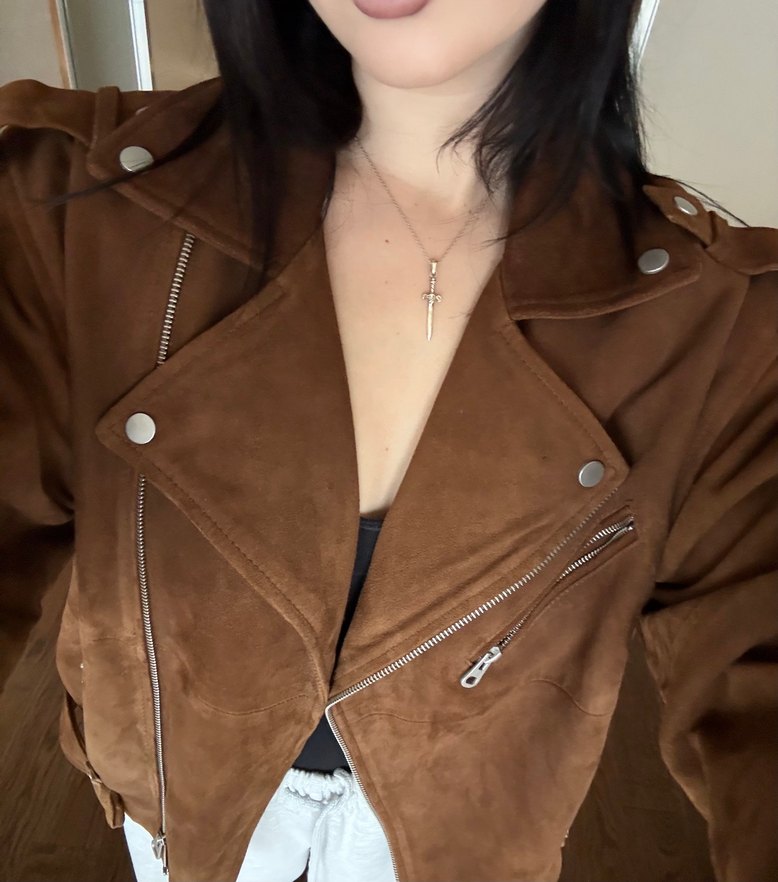 Kahverengi Kadın Hakiki Süet Deri Ceket - Görsel 3