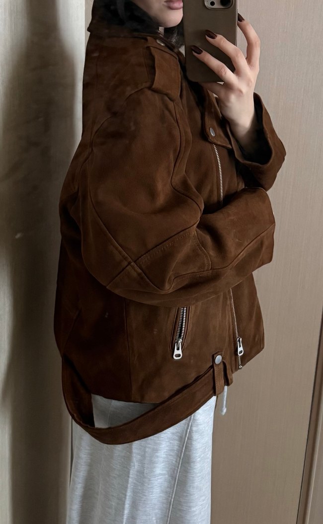 Kahverengi Kadın Hakiki Süet Deri Ceket - Görsel 2