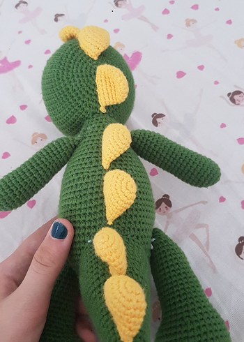 Beden Renkli Yeşil Örgü Oyuncak dinozor