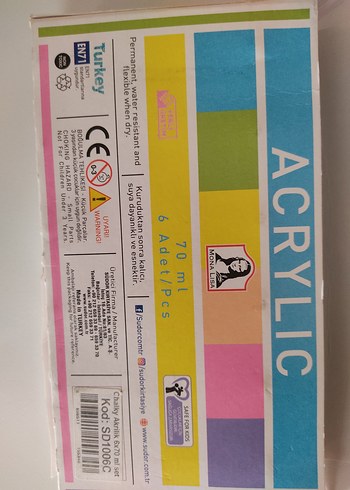 Beden Renkli Akrilik Boya Seti 6'lı 70 ml
