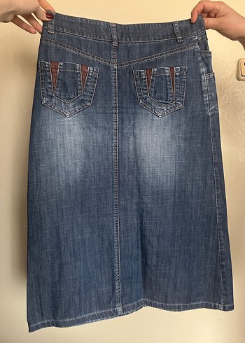 Mavi Midi Hamile Kot Etek - Görsel 3