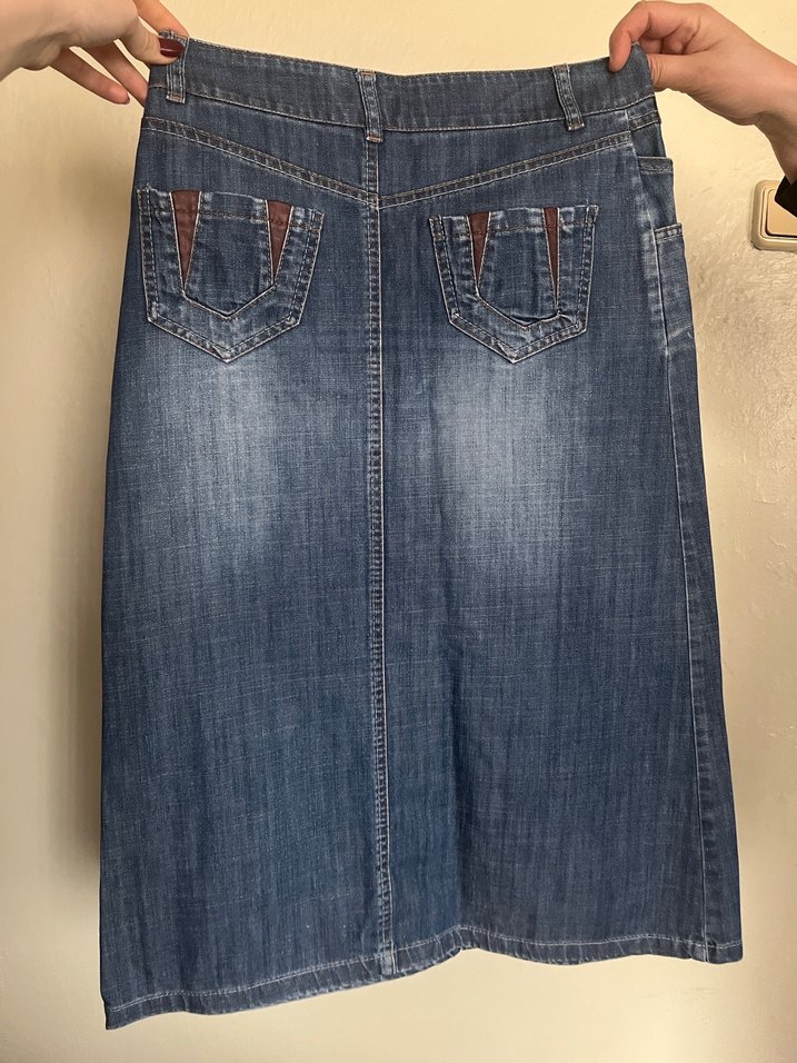 Mavi Midi Hamile Kot Etek - Görsel 3