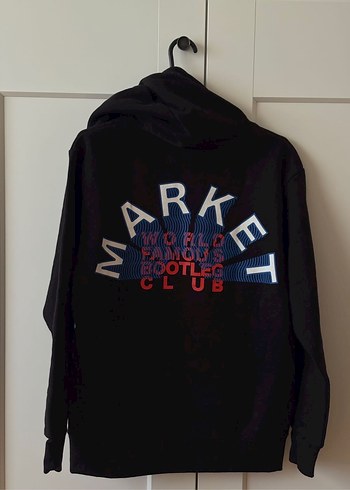 Market, Siyah Kapüşonlu Baskılı Sweatshirt - Görsel 2