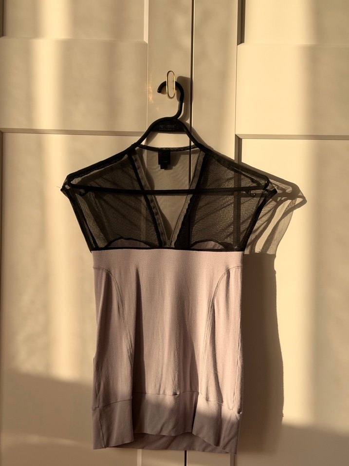 Bej ve Gri Fitted Kadın Bluz - Görsel 2