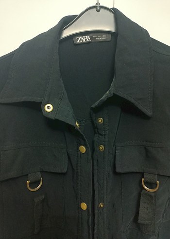 Zara Düğmeli Siyah Kısa Kollu Kadın Tulum - Görsel 2