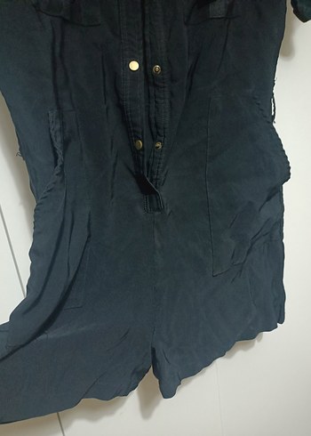 Zara Düğmeli Siyah Kısa Kollu Kadın Tulum - Görsel 3