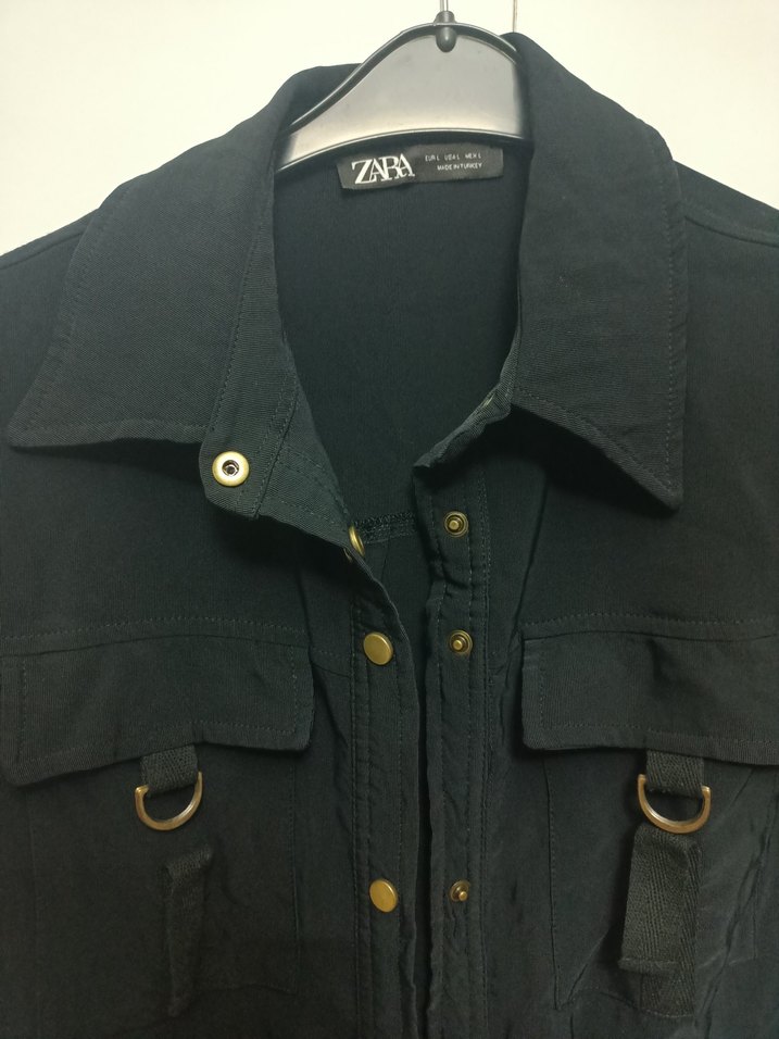 Zara Düğmeli Siyah Kısa Kollu Kadın Tulum - Görsel 2